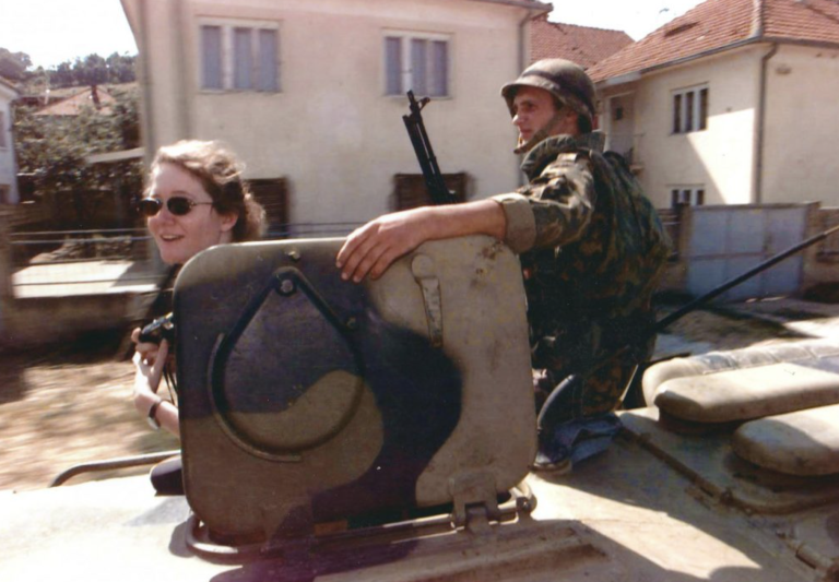 On patrol in Kosovo with Russian soldier